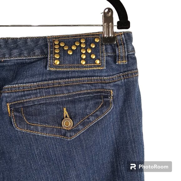 Michael Kors Denim Wide Leg Flare Studded Jeans - Picture 5 of 7